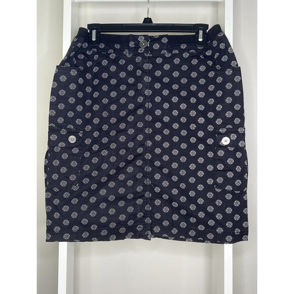 Chicos Skirt Womens 0 Black White Flat Front Knee Length Pencil Print Pockets - Picture 1 of 16